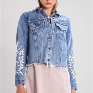 ALL SAINTS Embroidered Jean Jacket